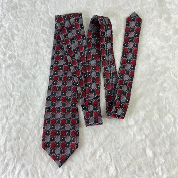 Claiborne Other - Concepts By Claiborne Handmade Necktie Blk Red Geometric 100% SILK Elegant Tie
